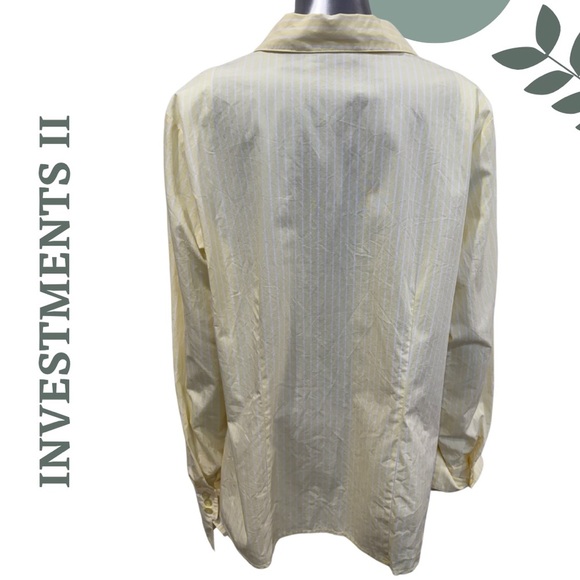 🛍️3/$40 Investments II Yellow Stripe Button-Down Collared Shirt Long Sleeve 16W - Picture 4 of 7